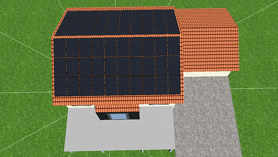 Darstellung eines Hauses von oben in einem 3D-Zeichenprogramm