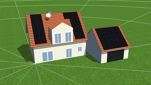 Darstellung eines Hauses von oben in einem 3D-Zeichenprogramm