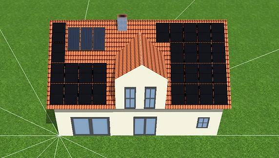 Darstellung eines Hauses von oben in einem 3D-Zeichenprogramm